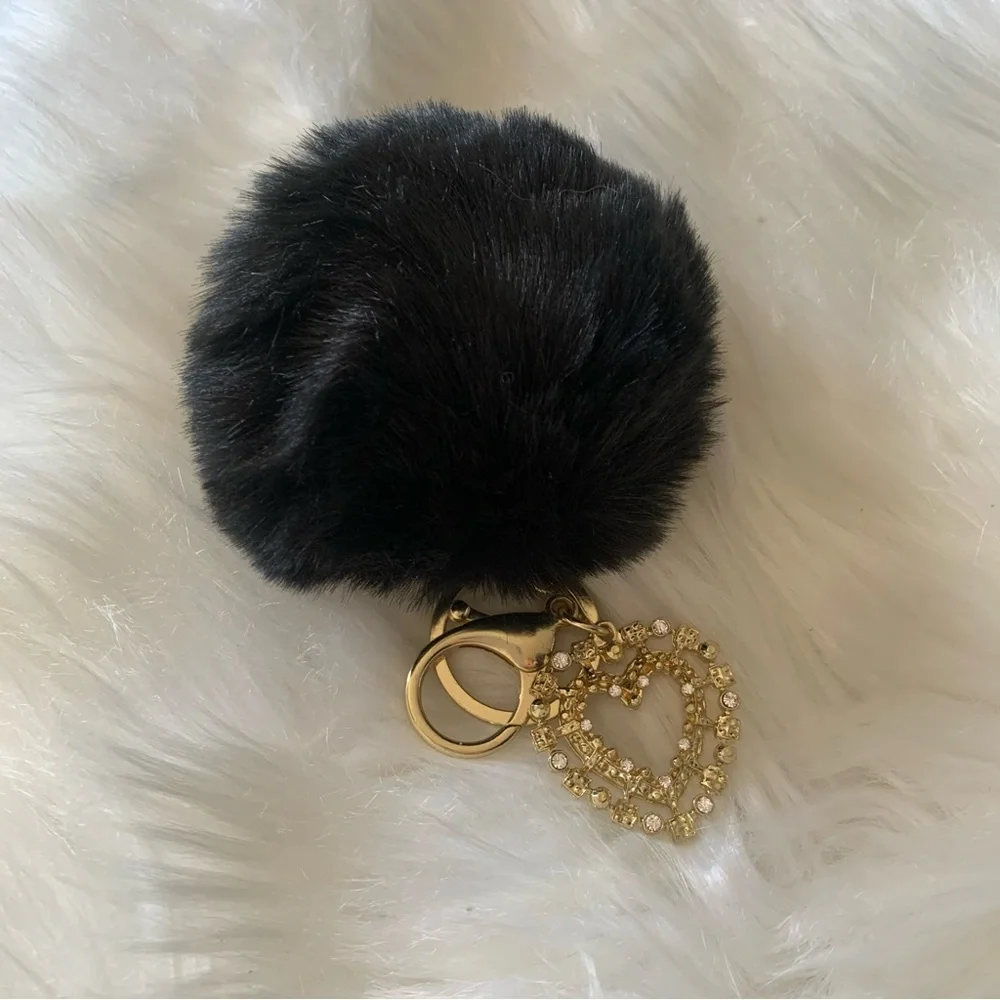 NWOT Black Poof Key Chain